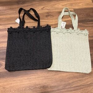 A New Day Elegant Black and Green Tote Bag Set